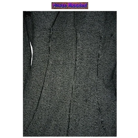 y2k Design Today's Tweed Fray Vintage Suit Punk Dark Academia Steampunk 90s Wool - Picture 13 of 16